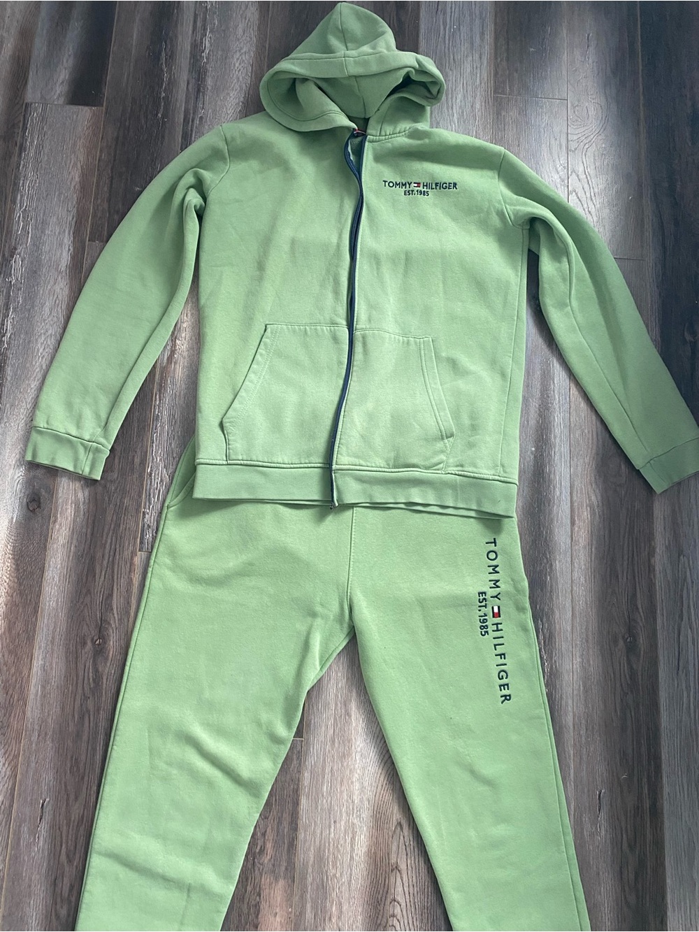 Tommy Hilfiger Light Green Zip-Up Hoodie with Logo